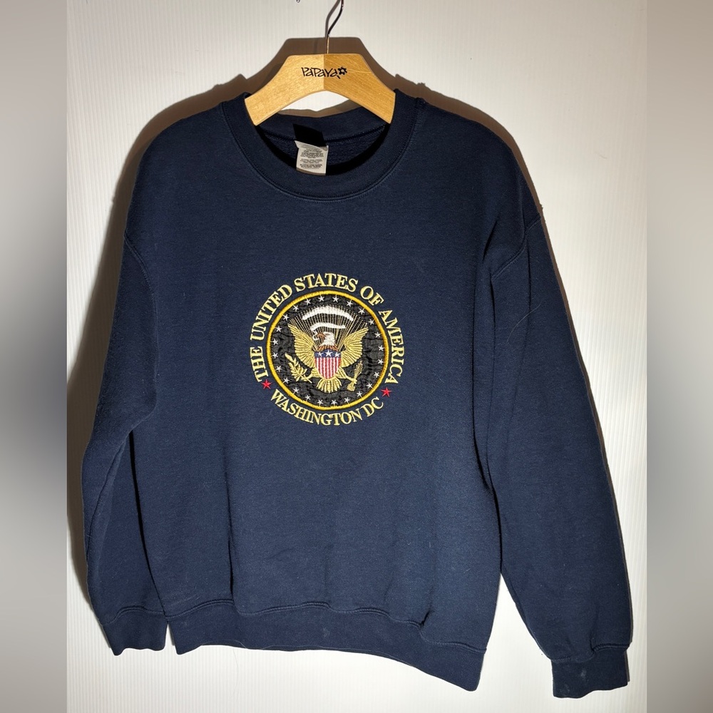Blue Crewneck Sweater with Presidential Seal